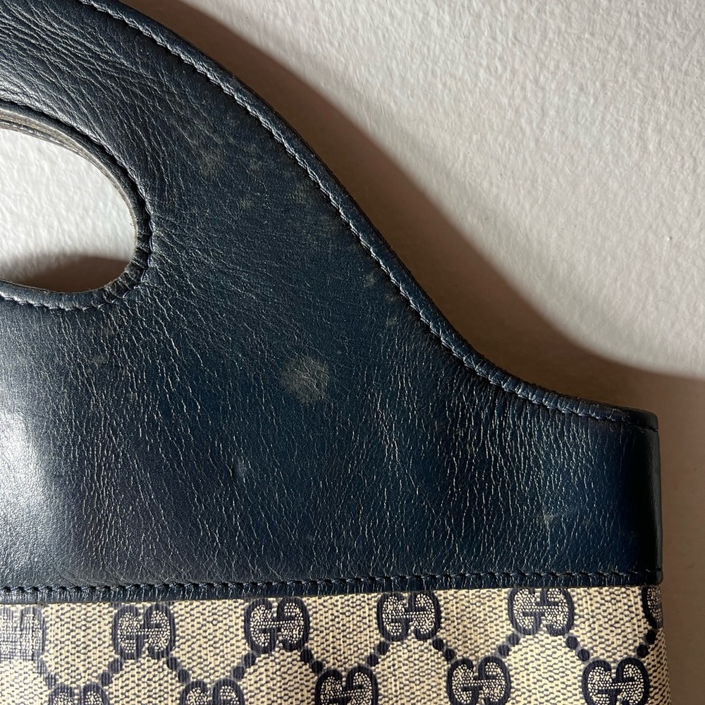 Authentic Vintage Gucci GG Blue‎ Monogram Handbag - Picture 8 of 12